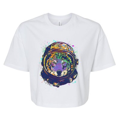 Colorful Paint Splat Astronaut Wolf Bella+Canvas Jersey Crop Tee