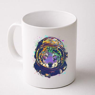 Colorful Paint Splat Astronaut Wolf Coffee Mug