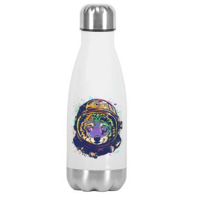 Colorful Paint Splat Astronaut Wolf Stainless Steel Insulated Water Bottle