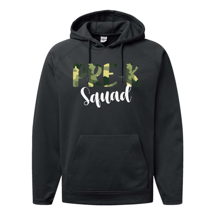 Camo PreK Squad Back To School Camouflage Teacher And Child Performance Fleece Hoodie