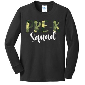 Camo PreK Squad Back To School Camouflage Teacher And Child Kids Long Sleeve Shirt