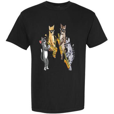 Cats Playing Saxophone Jazz Sax Musician Saxophonist Garment-Dyed Heavyweight T-Shirt