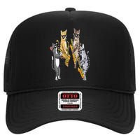 Cats Playing Saxophone Jazz Sax Musician Saxophonist High Crown Mesh Back Trucker Hat