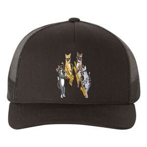 Cats Playing Saxophone Jazz Sax Musician Saxophonist Yupoong Adult 5-Panel Trucker Hat