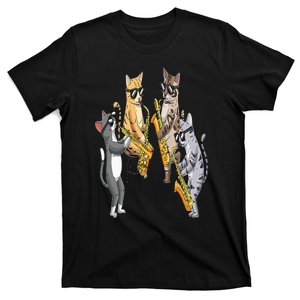 Cats Playing Saxophone Jazz Sax Musician Saxophonist T-Shirt