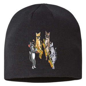 Cats Playing Saxophone Jazz Sax Musician Saxophonist Sustainable Beanie