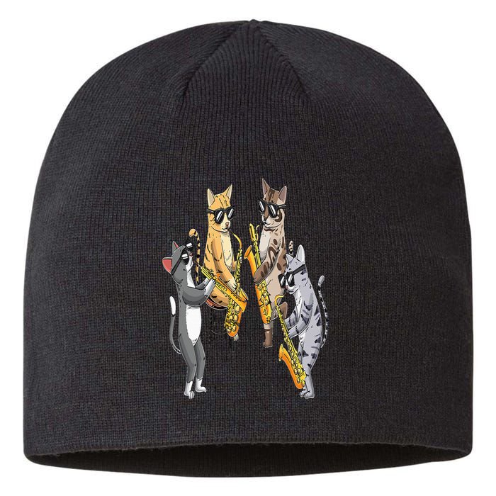 Cats Playing Saxophone Jazz Sax Musician Saxophonist Sustainable Beanie