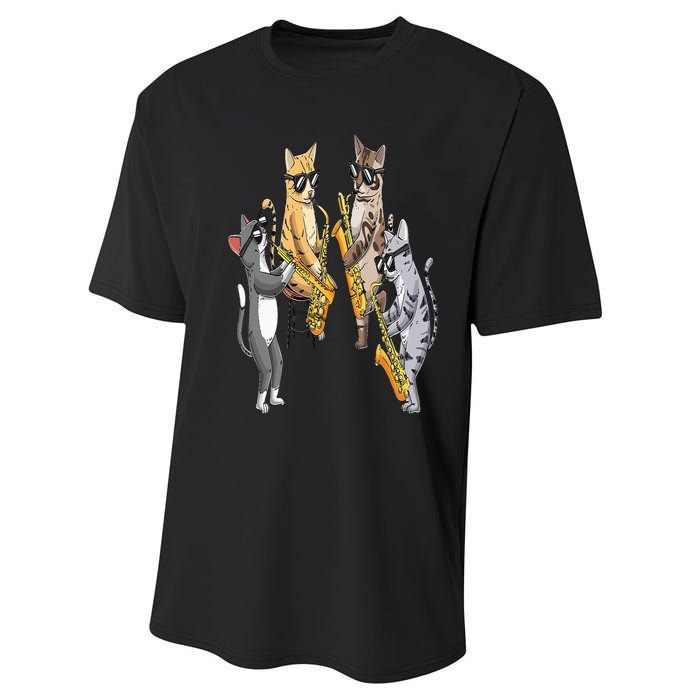 Cats Playing Saxophone Jazz Sax Musician Saxophonist Performance Sprint T-Shirt