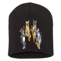 Cats Playing Saxophone Jazz Sax Musician Saxophonist Short Acrylic Beanie