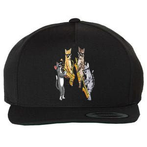 Cats Playing Saxophone Jazz Sax Musician Saxophonist Wool Snapback Cap