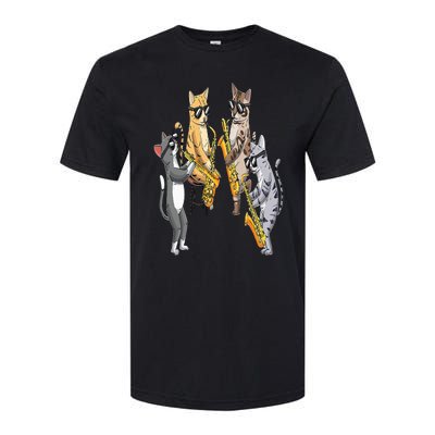 Cats Playing Saxophone Jazz Sax Musician Saxophonist Softstyle CVC T-Shirt