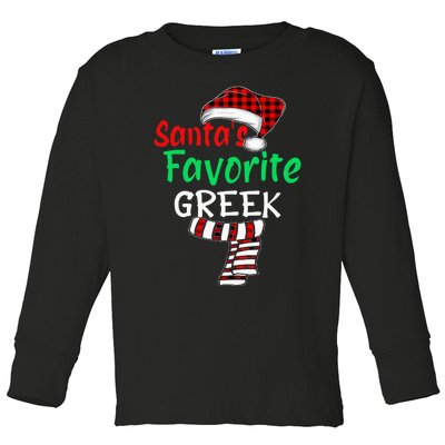 Christmas Pajamas Santa Claus SantaS Favorite Greek Toddler Long Sleeve Shirt