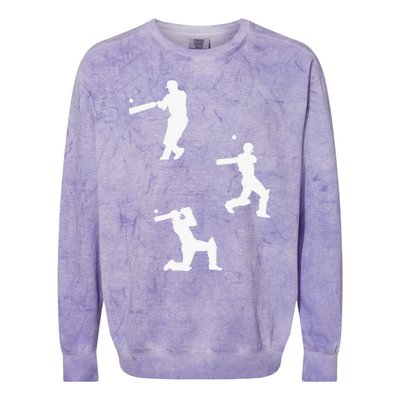 Cricket  Player Silhouette Sport Gift Colorblast Crewneck Sweatshirt