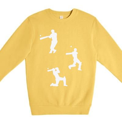 Cricket  Player Silhouette Sport Gift Premium Crewneck Sweatshirt