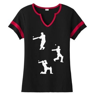 Cricket  Player Silhouette Sport Gift Ladies Halftime Notch Neck Tee