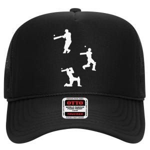 Cricket  Player Silhouette Sport Gift High Crown Mesh Back Trucker Hat