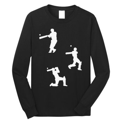 Cricket  Player Silhouette Sport Gift Long Sleeve Shirt