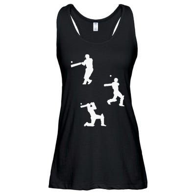 Cricket  Player Silhouette Sport Gift Ladies Essential Flowy Tank