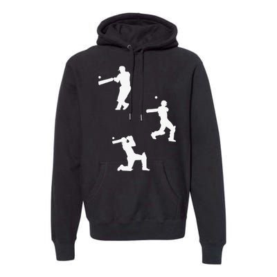 Cricket  Player Silhouette Sport Gift Premium Hoodie