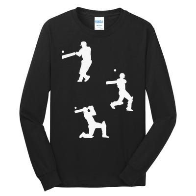 Cricket  Player Silhouette Sport Gift Tall Long Sleeve T-Shirt