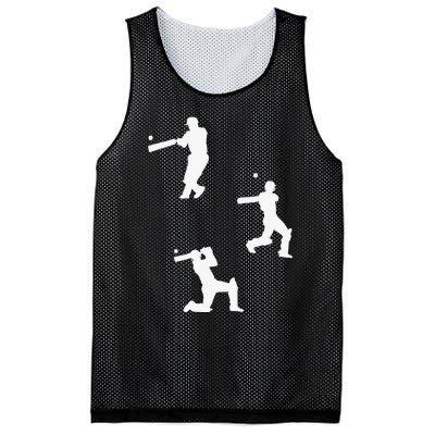 Cricket  Player Silhouette Sport Gift Mesh Reversible Basketball Jersey Tank