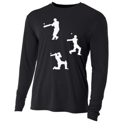 Cricket  Player Silhouette Sport Gift Cooling Performance Long Sleeve Crew