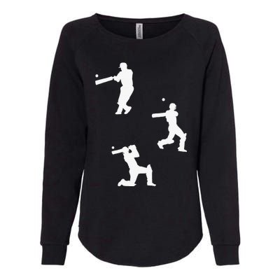 Cricket  Player Silhouette Sport Gift Womens California Wash Sweatshirt