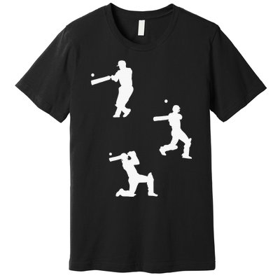 Cricket  Player Silhouette Sport Gift Premium T-Shirt