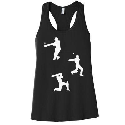 Cricket  Player Silhouette Sport Gift Women's Racerback Tank