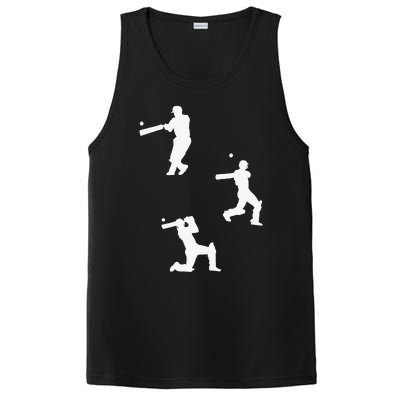 Cricket  Player Silhouette Sport Gift PosiCharge Competitor Tank