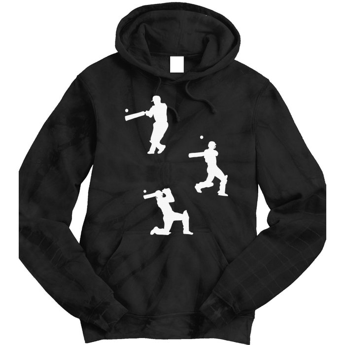 Cricket  Player Silhouette Sport Gift Tie Dye Hoodie