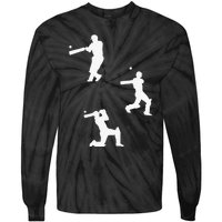 Cricket  Player Silhouette Sport Gift Tie-Dye Long Sleeve Shirt