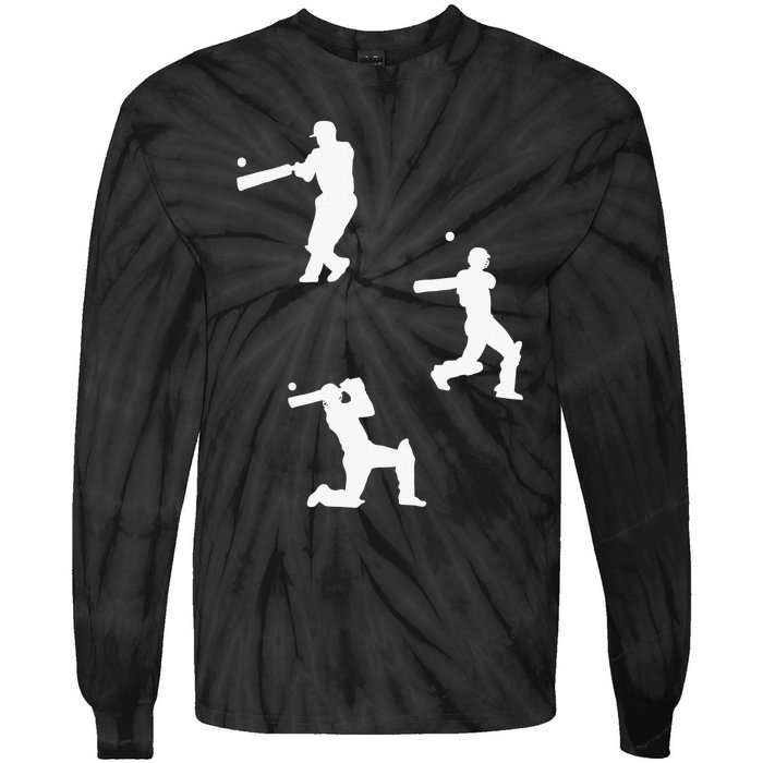 Cricket  Player Silhouette Sport Gift Tie-Dye Long Sleeve Shirt