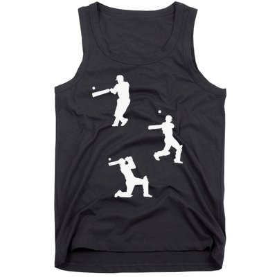 Cricket  Player Silhouette Sport Gift Tank Top