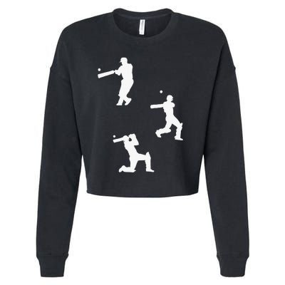 Cricket  Player Silhouette Sport Gift Cropped Pullover Crew