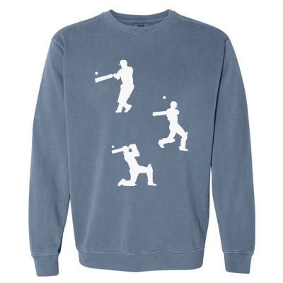 Cricket  Player Silhouette Sport Gift Garment-Dyed Sweatshirt