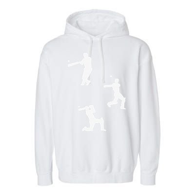 Cricket  Player Silhouette Sport Gift Garment-Dyed Fleece Hoodie