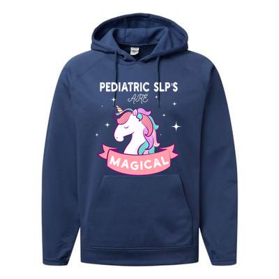 Cute Pediatric Speech Therapy Therapisgift Slp Unicorn Gift Performance Fleece Hoodie