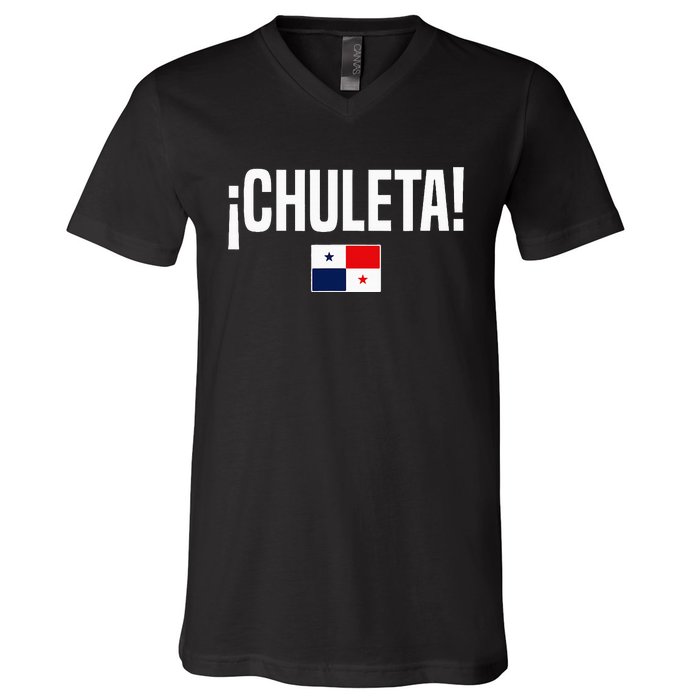 Chuleta Panamanian Slang Panama Flag V-Neck T-Shirt