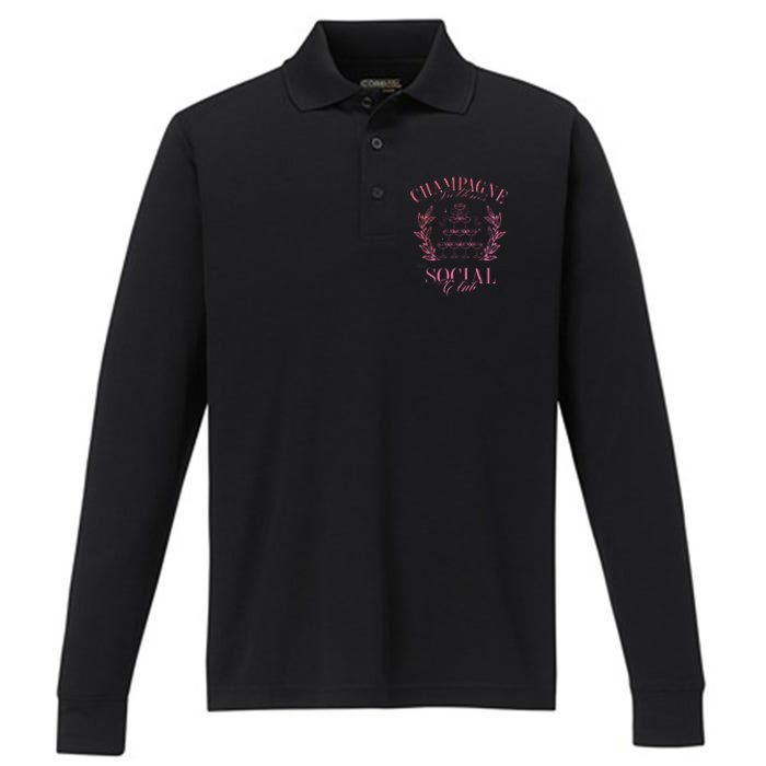 Champagne Problems Social Club Performance Long Sleeve Polo