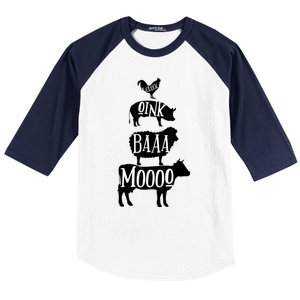 Cow Pig Sheep Chicken | Stack Farm Animal Sounds Silhouettes Baseball Sleeve Shirt