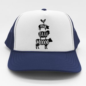 Cow Pig Sheep Chicken | Stack Farm Animal Sounds Silhouettes Trucker Hat