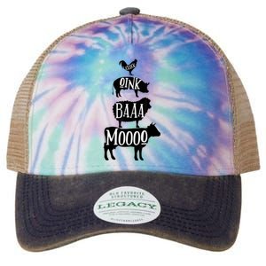 Cow Pig Sheep Chicken | Stack Farm Animal Sounds Silhouettes Legacy Tie Dye Trucker Hat