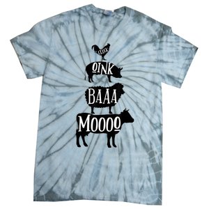 Cow Pig Sheep Chicken | Stack Farm Animal Sounds Silhouettes Tie-Dye T-Shirt