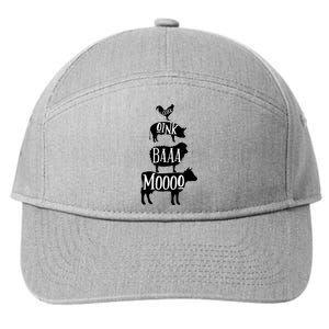 Cow Pig Sheep Chicken | Stack Farm Animal Sounds Silhouettes 7-Panel Snapback Hat