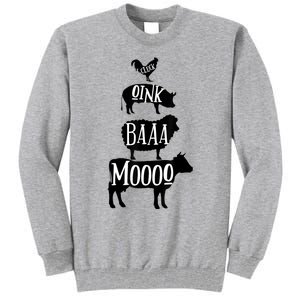 Cow Pig Sheep Chicken | Stack Farm Animal Sounds Silhouettes Tall Sweatshirt