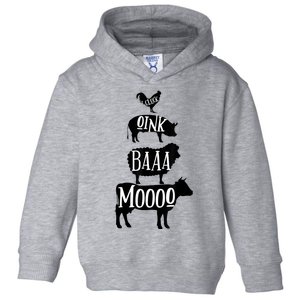 Cow Pig Sheep Chicken | Stack Farm Animal Sounds Silhouettes Toddler Hoodie