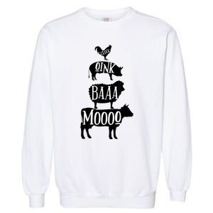 Cow Pig Sheep Chicken | Stack Farm Animal Sounds Silhouettes Garment-Dyed Sweatshirt