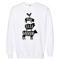 Cow Pig Sheep Chicken | Stack Farm Animal Sounds Silhouettes Garment-Dyed Sweatshirt