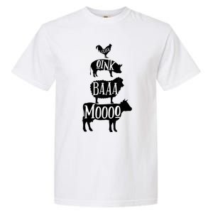 Cow Pig Sheep Chicken | Stack Farm Animal Sounds Silhouettes Garment-Dyed Heavyweight T-Shirt